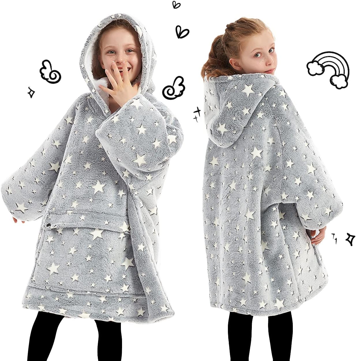KFUBUO Wearable Blanket Hoodie for Adults Sherpa All Patterns Cat Oversized Sweatshirt Blanket with Pockets for Women