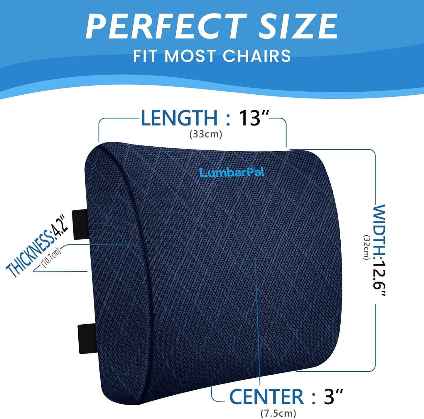 Lumbar Support Pillow for Office Chair Back Support Lumbar Pillow for Car, Gaming, Office Chair - Improve Sitting Posture & Back Pain Relief, Memory Foam, Adjustable Straps, Grey