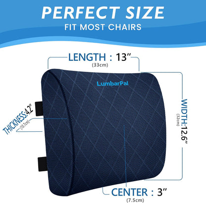 Lumbar Support Pillow for Office Chair Back Support Lumbar Pillow for Car, Gaming, Office Chair - Improve Sitting Posture & Back Pain Relief, Memory Foam, Adjustable Straps, Grey