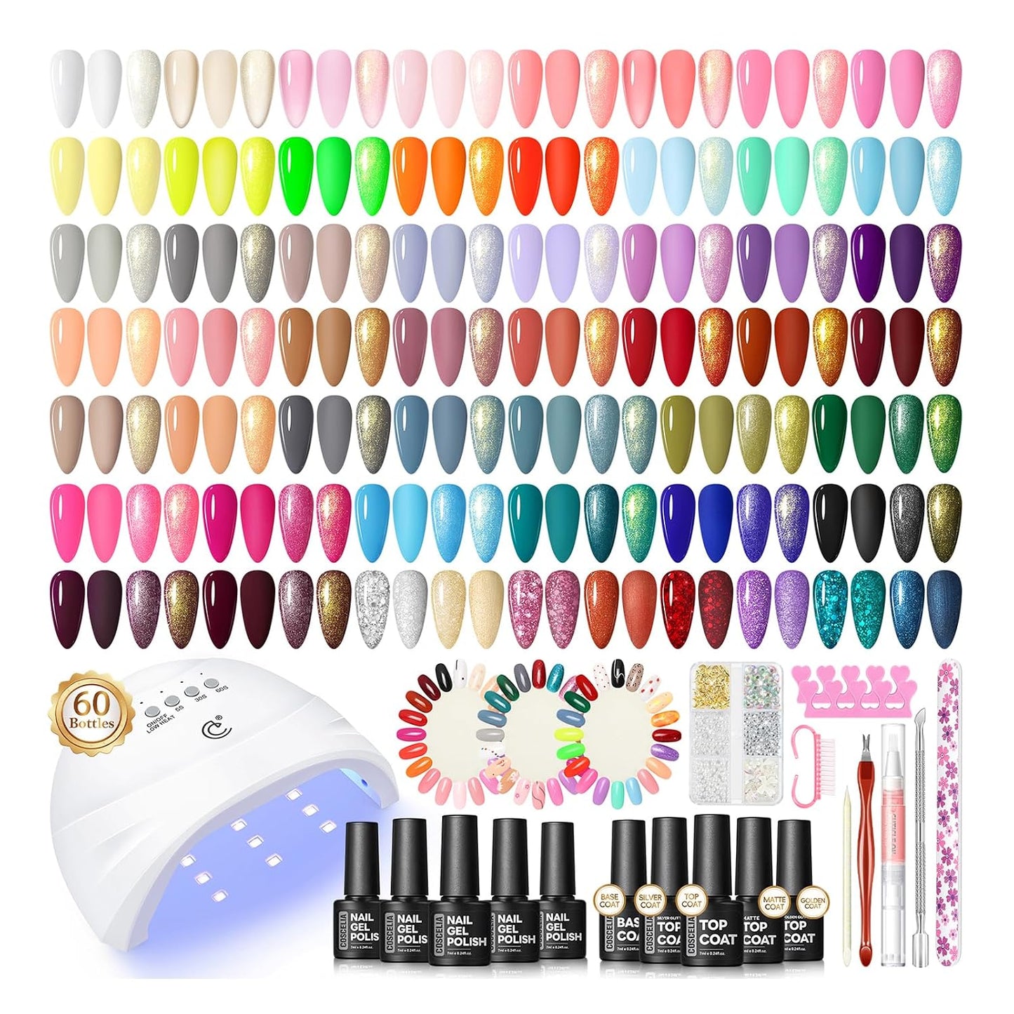 COSCELIA 53pcs Gel Nail Polish Kit with U V light and Drill Starter Kit 35 Colors Gel Nail Polish with 5pcs Top Base Coat Nail Art Professional Gel Manicure Kits Gifts for Women Teens Girls