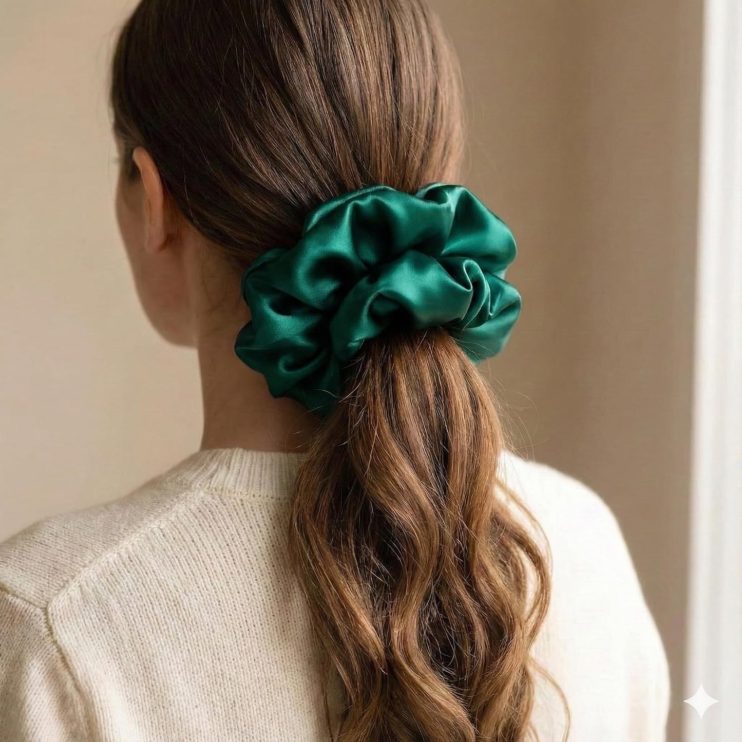 Silmer 22 Momme Silk Pillow Scrunchie Air, Oversized Lightweight Mulberry Silk Hair Tie with High Elasticity, Soft Padded No Crease Ponytail & Sleep Holder (Dusty Rose, 1Pc)