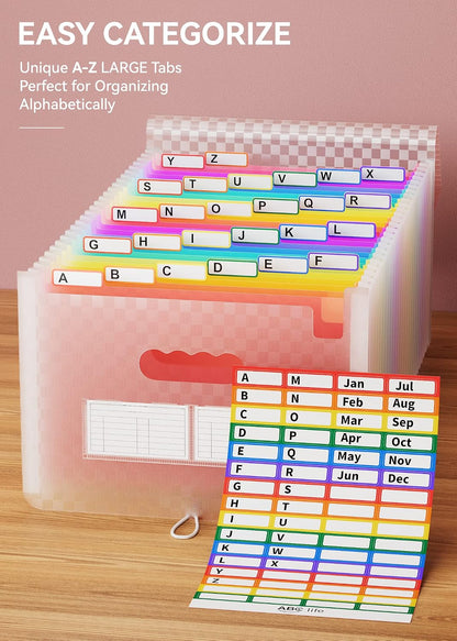 ABC life 26 Pockets Accordion File Organizer, Expanding File Folders