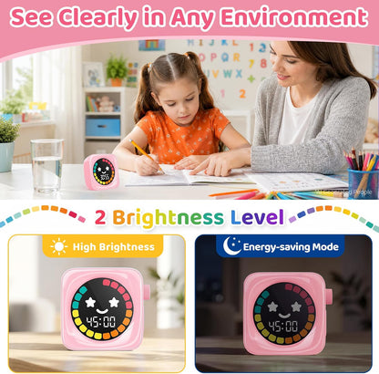 Visual Timer for Kids, 99 Minute Digital Cute Kids Visual Timer Classroom Timer for Homeschool Supplies Study Teaching Time Management Tool Countdown Productivity Timer, White, Colorful Display