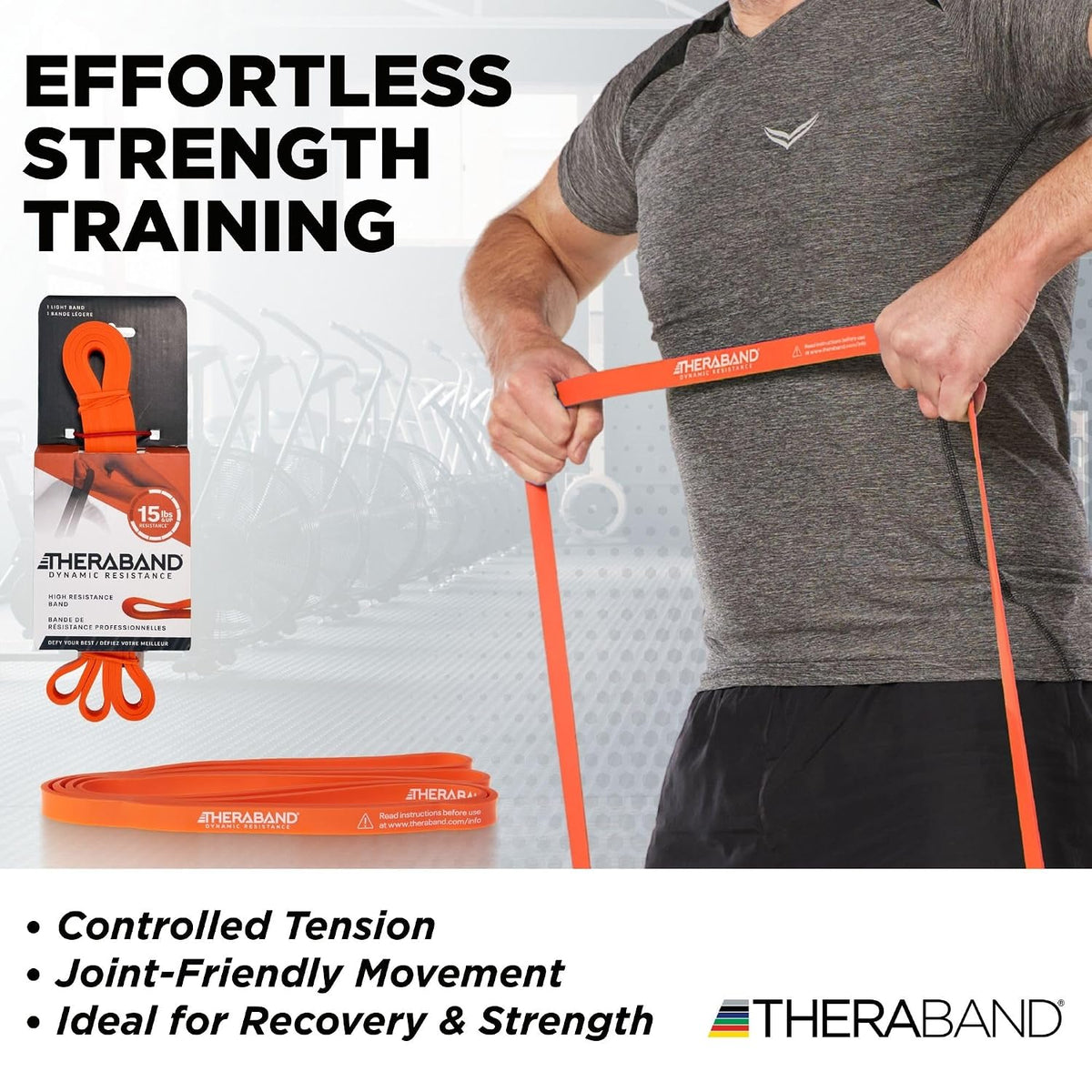 THERABAND High Resistance Band Set of 2, Light and Medium Loop, 15-25 lb