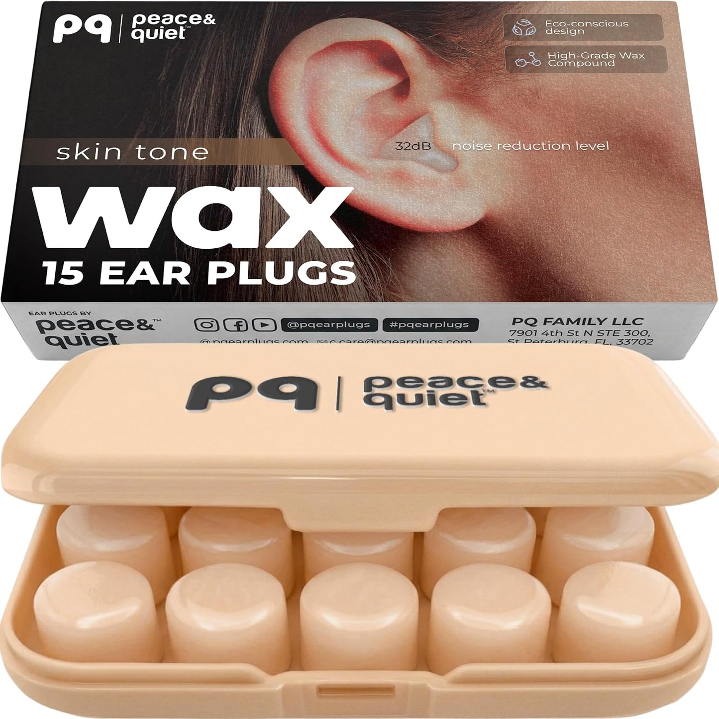 Peace&Quiet | PQ Wax Ear Plugs for Sleeping, Swimming - Soft Noise Cancelling Silicone Gel Wax Earplugs for Sleep and Swimmers, Sound Blocking Level of 32 Db, Color: Blue