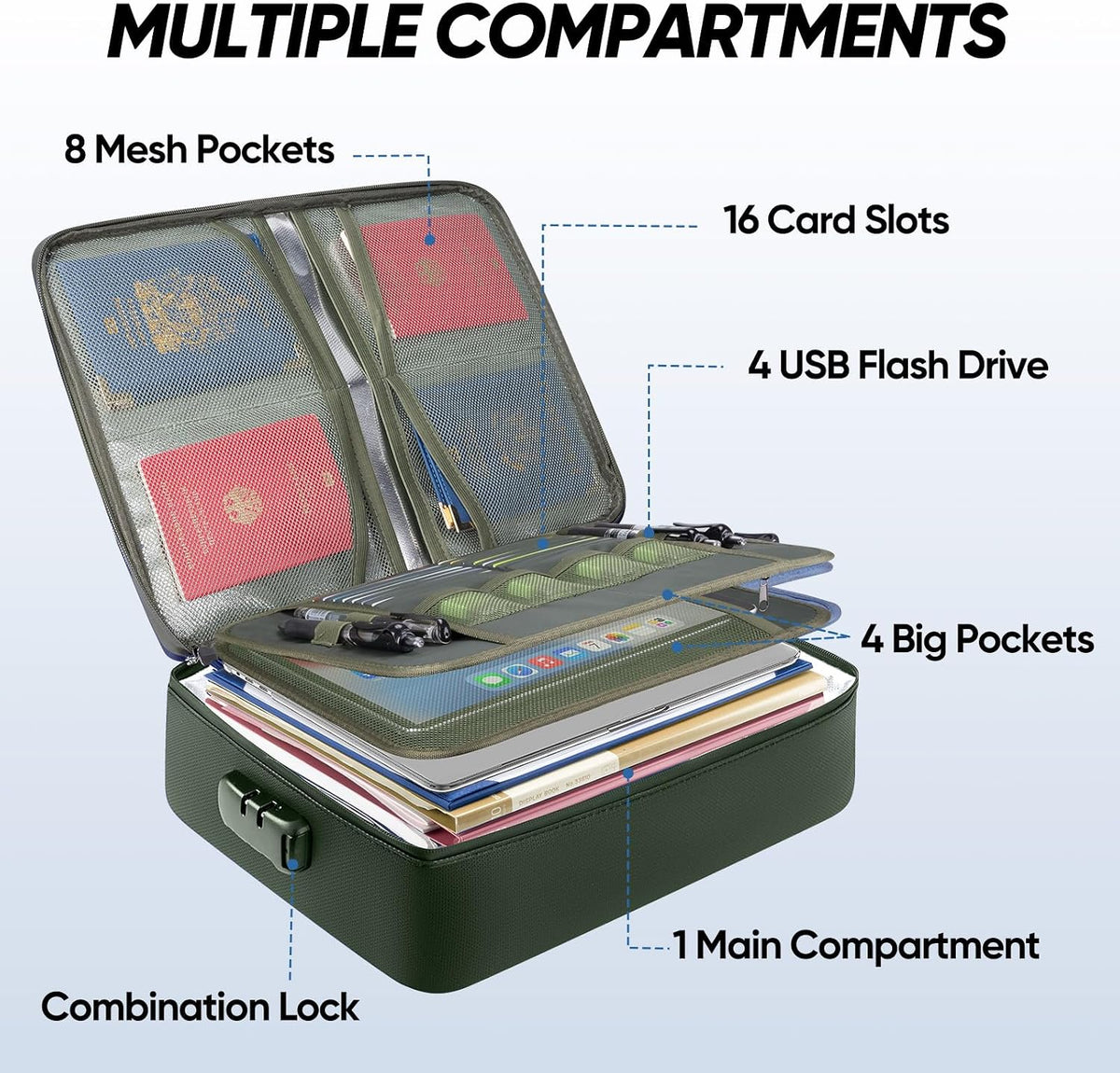 BALEINE Fireproof Document Box with Lock, Waterproof Fire Safe File Bag