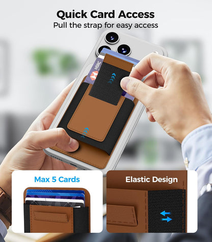 for MagSafe Wallet Works with Apple Find My, 5-Card RFID Holder with Pop-Up Strap, Strong Magnetic Wallet for iPhone 17/16/15/14/13/12 Pro Max Air Plus, Wireless Charging, Black