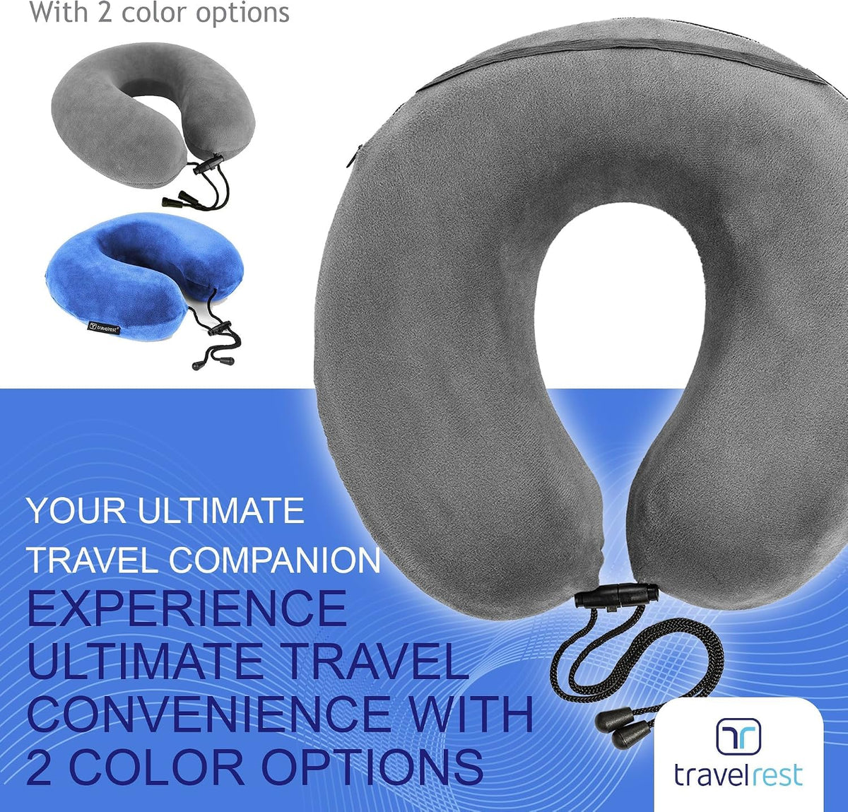 TRAVELREST Nest Neck Pillow Travel Essentials - Memory Foam Support - Grey