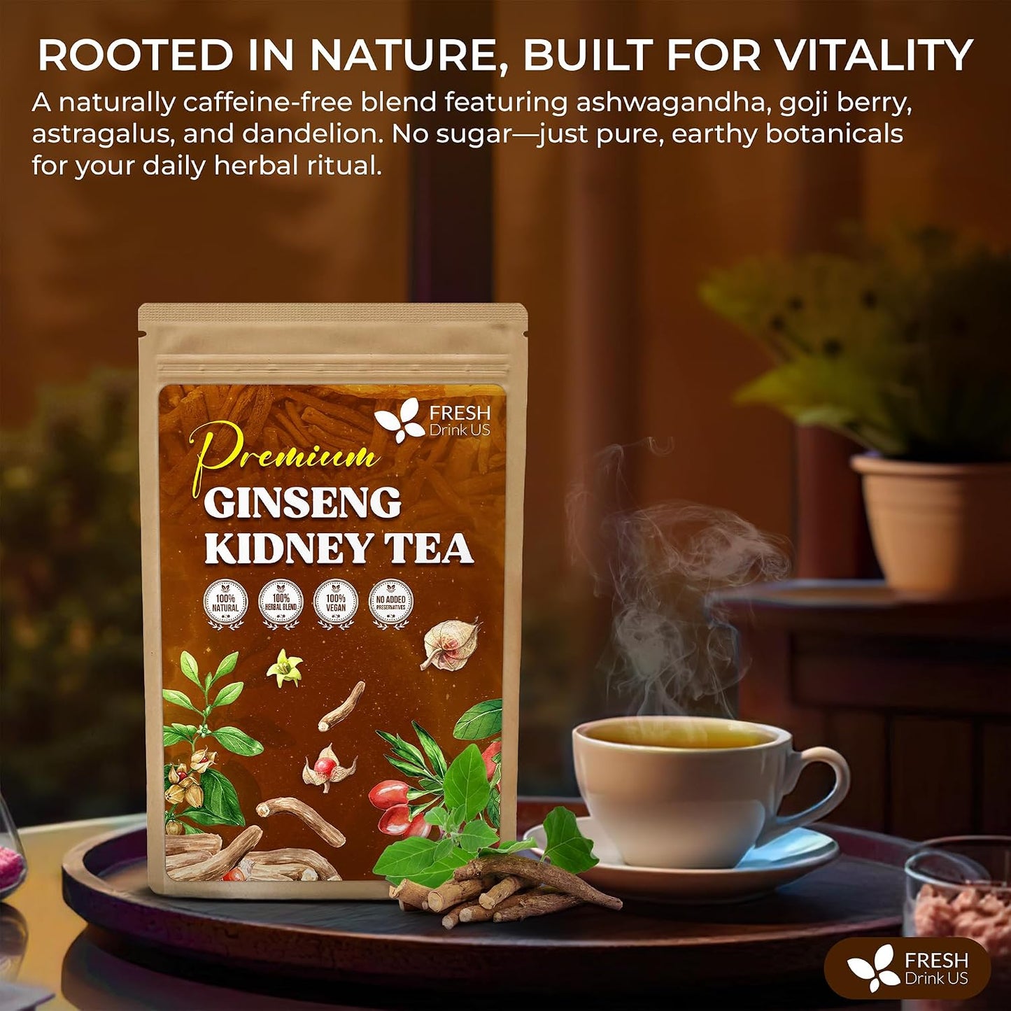 FreshDrinkUS, Premium 150 Lemon Ginger Tea Bags, 100% Natural Ingredients, Hand-made Blend of Lemon and Ginger, Eco-conscious Tea Bags. No Sugar, No Caffeine, Vegan. - Colors B
