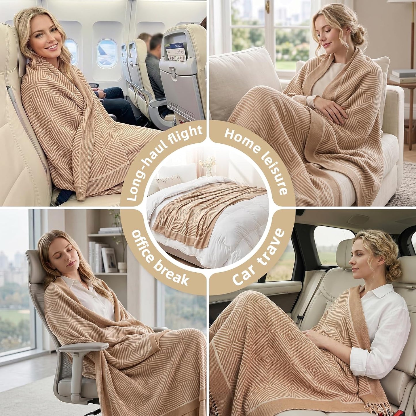 Travel Blanket Airplane - Ultra Soft & Lightweight Knit Design
