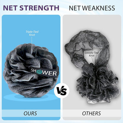 SHOWER BOUQUET Loofah-Charcoal Bath-Sponge XL-Color-4-Pack Extra-Large 75g