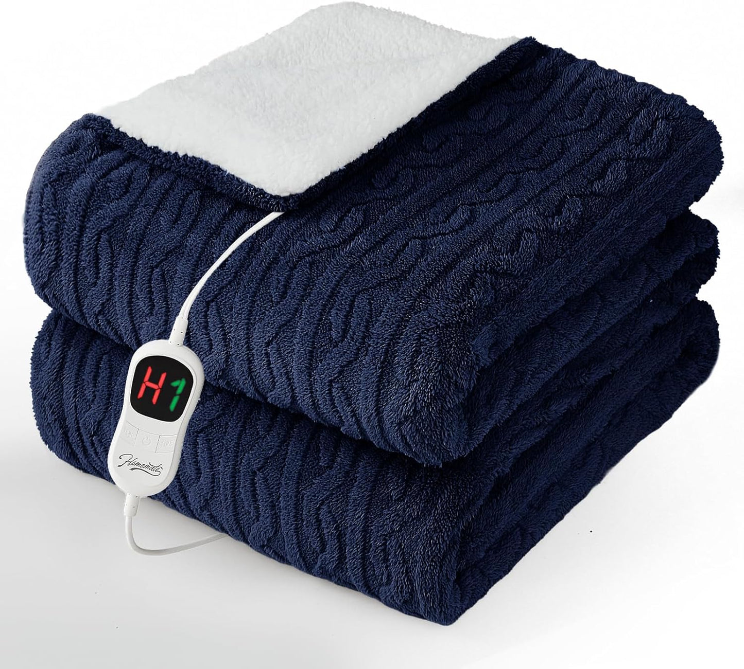 Homemate Electric Heated Blanket Twin - 62"x84" Heating Bed Blankets Throw with 10 Heating Levels 8 Hours Auto Off Fast Heating Over-Heated Protection Ultra Soft Warm Flannel ETL Certified Grey - Colors B