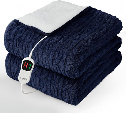 Homemate Electric Heated Blanket Twin - 62"x84" Heating Bed Blankets Throw with 10 Heating Levels 8 Hours Auto Off Fast Heating Over-Heated Protection Ultra Soft Warm Flannel ETL Certified Grey - Colors B