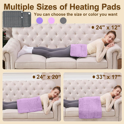 12"x24" Heating pad, Electric Heat Pad 6 Heating &4 Timer Setting | Heating Pad for Neck and Shoulders and Back Auto Shut Off, Dry/Moist Heat & Machine Washable,Home Office Use，Dark Gray