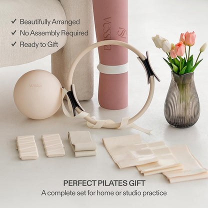 Signature Pilates Set - Complete Pilates Kit with Ring, Ball, Wrist and Ankle Weights & Resistance Bands for Home or Studio Workouts