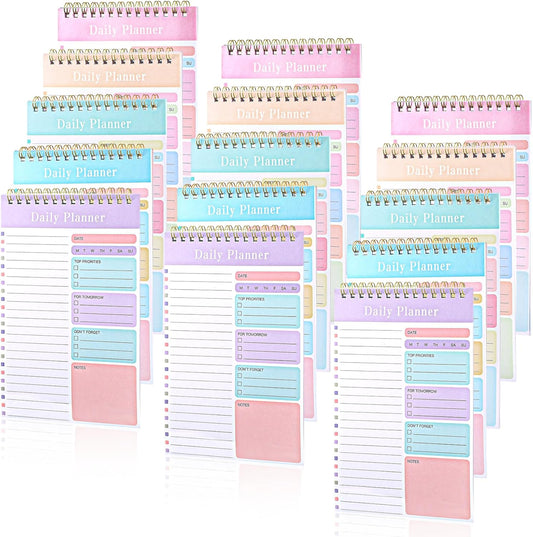 15 Pcs To Do List Notepad, 7.9 x 5 Inch Daily Planner Notebook Undated Spiral Checklist for Office Work Planning Organization, Multicolor