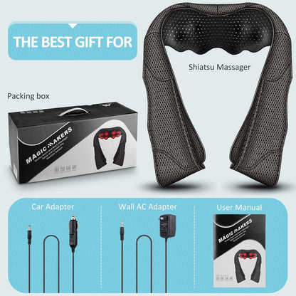 Neck Massager for Pain Relief Deep Tissue with Heat - Shiatsu Back and Shoulder Massage, Mothers Day Gifts for Mom Wife Women Her, Dad Men Him, Christmas, Fathers Day, Plug-in Use for Home Office Car