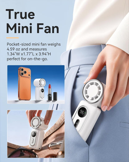Mini Clip on Fan Handheld, 3000mAh Rechargeable Portable Fan with LED Display, 3-in-1 Personal Cooling Fan, 4 Speeds Quiet USB C Fan for Stroller Desk Travel Camping Office for Women Men Kids, Black