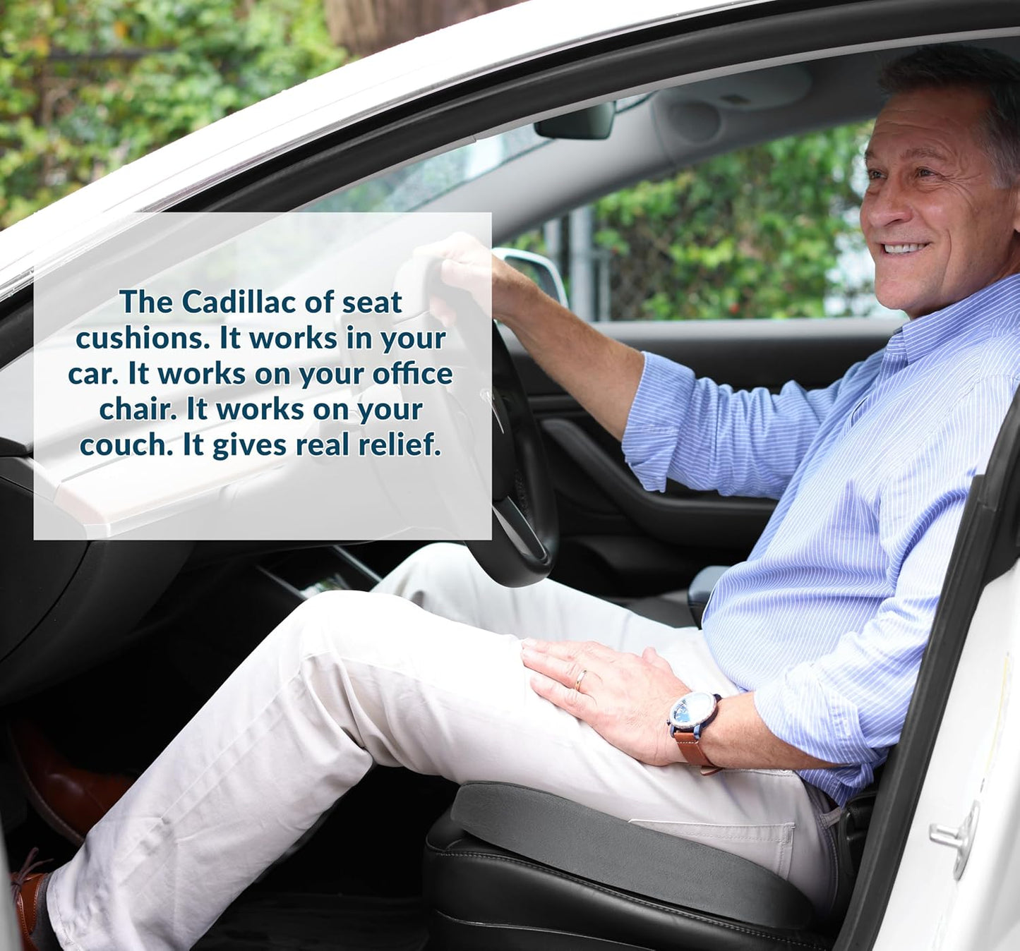 ComfiLife Gel Enhanced Seat Cushion – Office Chair Cushion – Non-Slip Gel & Memory Foam Coccyx Cushion for Tailbone Pain - Desk Chair Car Seat Cushion Driving - Sciatica & Back Pain Relief (Navy)
