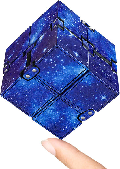 Infinity Cube Fidget Toy Stress Relieving Fidgeting Game for Kids and Adults,Cute Mini Unique Gadget for Anxiety Relief and Kill Time (Macaron Blue)