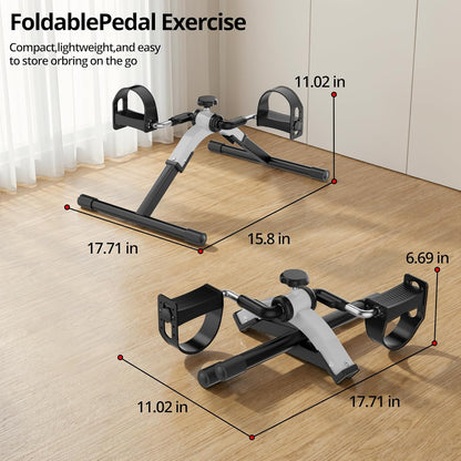 Folding Pedal Exerciser Mini Exercise Bike Under Desk Bike for Arms and Legs Workout, Portable Desk Bike Peddler Machine for Sedentary Officer & Seniors