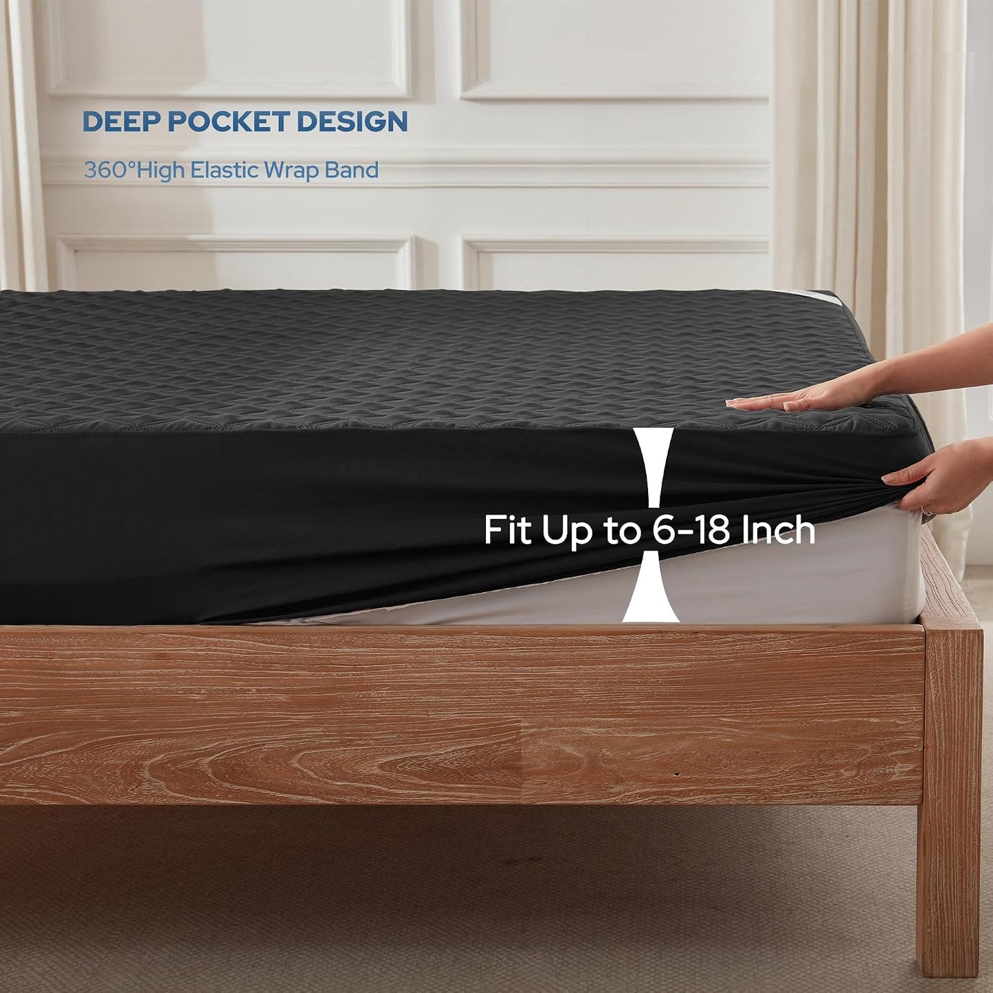 BEDLORE Waterproof Mattress Protector, King Size Mattress Pad with Deep Pocket 6"-18" Depth, Soft Noiseless Dirt-Proof Bed Mattress Cover Washable for Home, Bedroom, Hotel (Gray)