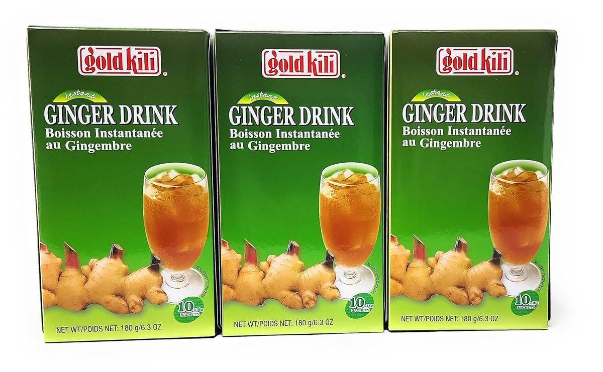 3-pack of Gold Kili Instant Ginger Drink with Honey,6.3oz,180g Each Box, Free Recipe Book Inside Box.
