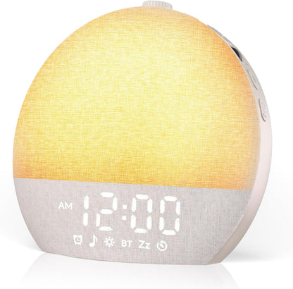 Geuuap Sunrise Alarm Clock White Noise Machine with Bluetooth Speaker,Khaki
