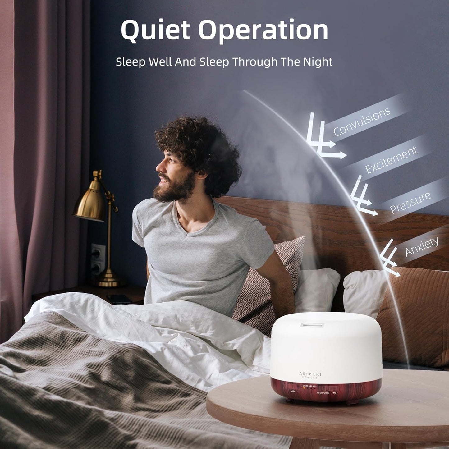 ASAKUKI Essential Oil Diffuser for Home, 500ML Aromatherapy Diffuser Humidifier with Remote Control, 7 Color LED Lights, Quiet Cool Mist Diffuser for Bedroom, Living Room, Office (White)