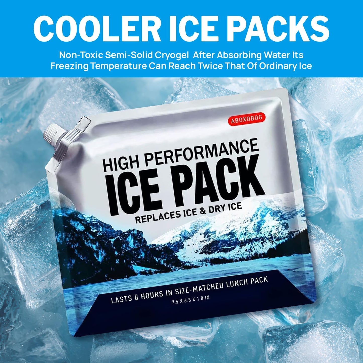 Reusable Ice Packs for Coolers Long Lasting Gel Freezer Packs for Lunch Bags Cooler Backpack Lunch Box, Keeps Food Cold Fresh (9.8"x9.8"x3P)