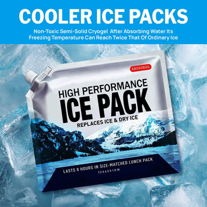 Reusable Ice Packs for Coolers Long Lasting Gel Freezer Packs for Lunch Bags Cooler Backpack Lunch Box, Keeps Food Cold Fresh (9.8"x9.8"x3P)