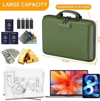 DocSafe Fireproof File Organizer with Lock, Hard-Shell Case Fireproof Document Box with 13 Pocket Accordion File Folder, Portable Home Office Travel Safe Storage for Important Documents Laptop Beige