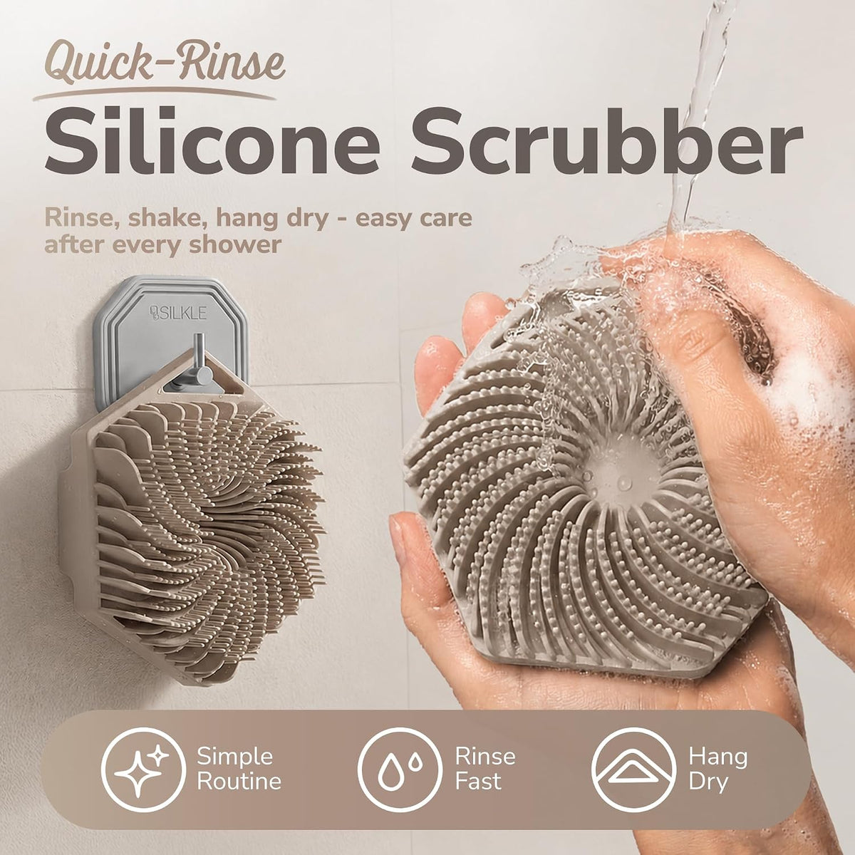 SILKLE Silicone Body Scrubber Exfoliator, Shower Scrubber & Silicone Loofah