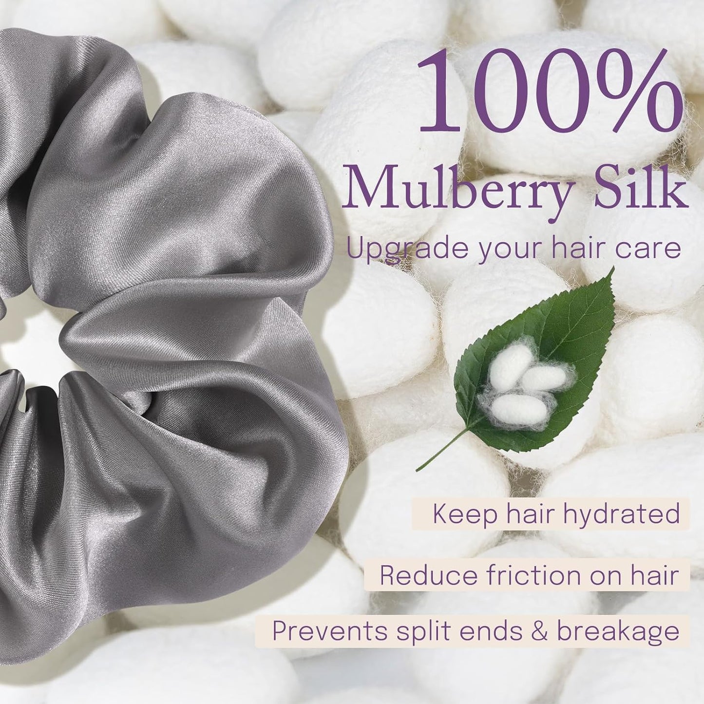 OLESILK Silk Scrunchies Oversized 100% Mulberry: Large for Women& Girls Long Thick Hair, Soft Smooth for No Damage Hair Care Sleeping