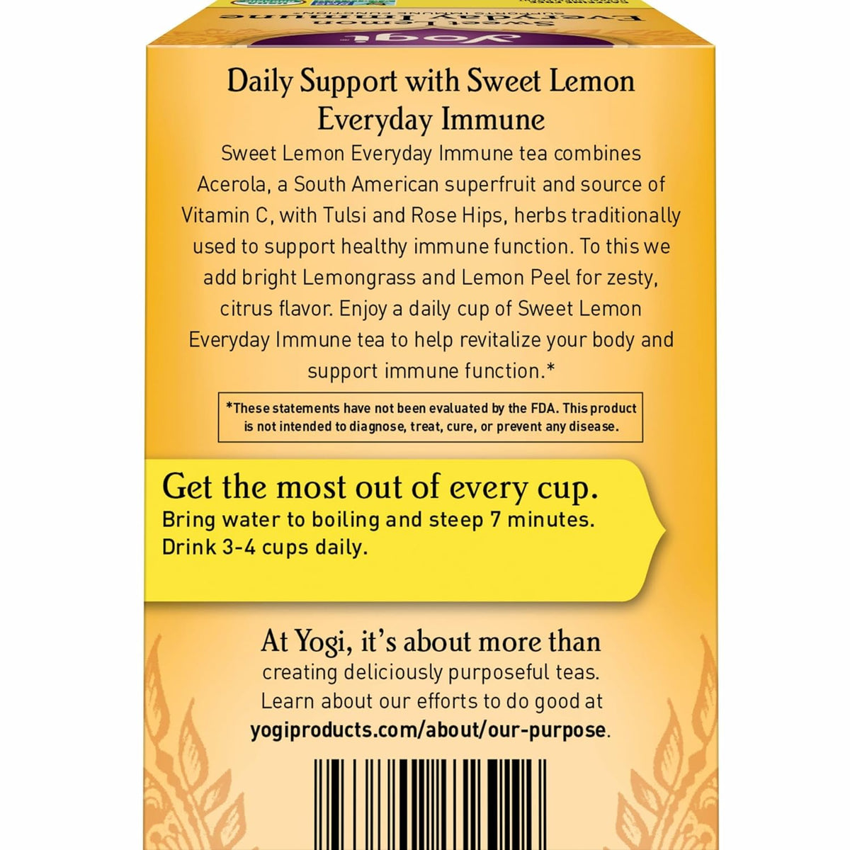 Yogi Sweet Lemon Everyday Immune Tea, 16 Tea Bags (4 Pack)