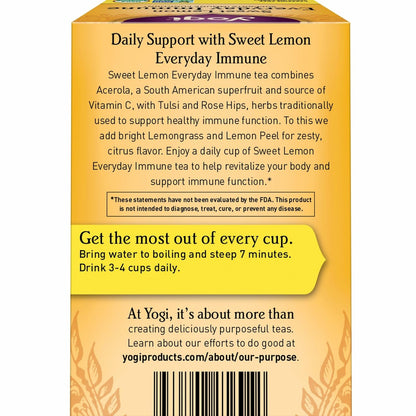 Yogi Sweet Lemon Everyday Immune Tea, 16 Tea Bags (4 Pack)