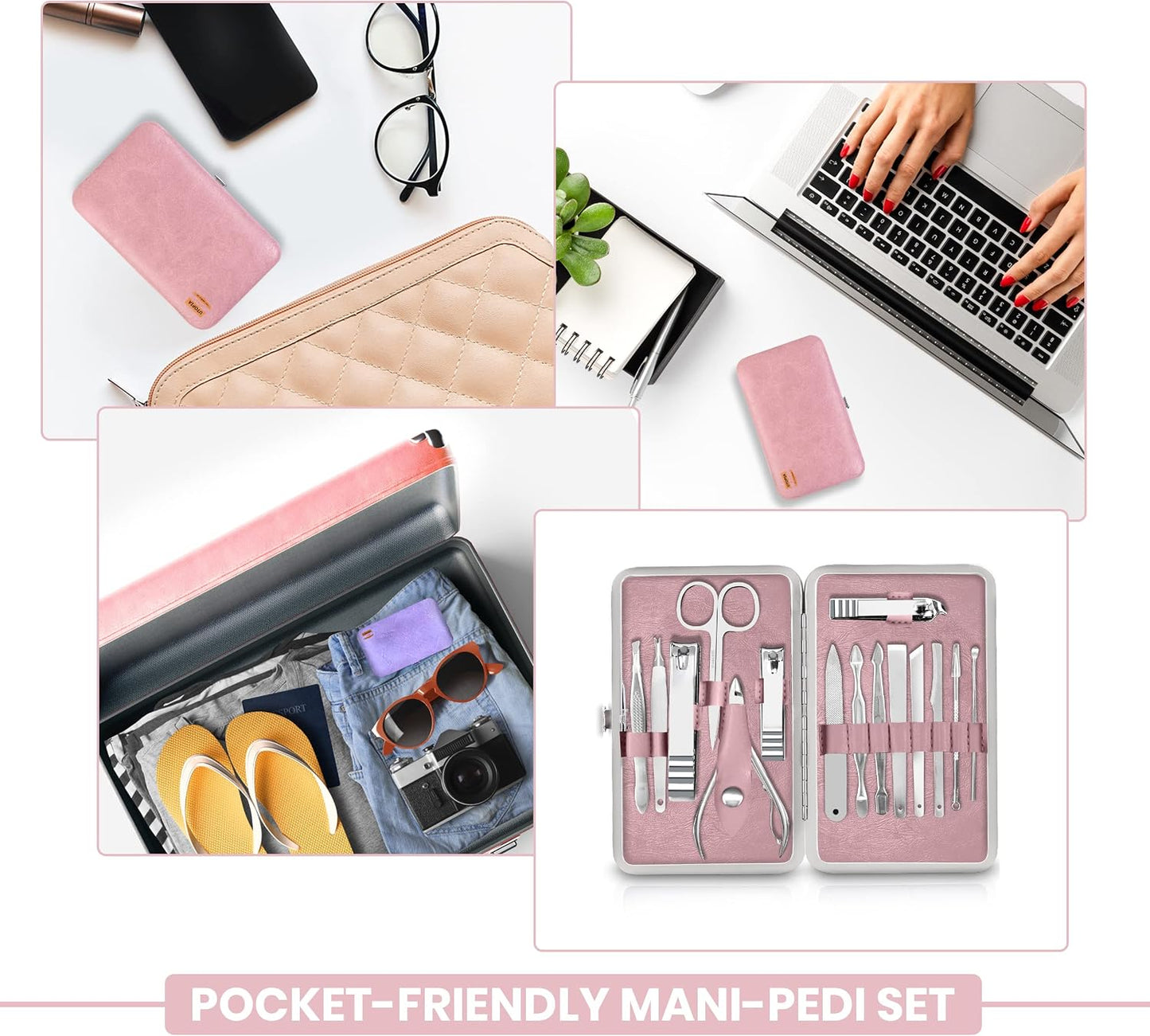 Utopia Care Nail Clippers Professional Nail Kit or Manicure Kit for Women and Men, Stocking Stuffers or Groomsmen Gifts Pedicure Set for Fingernail, Toenail Clippers with Travel Case