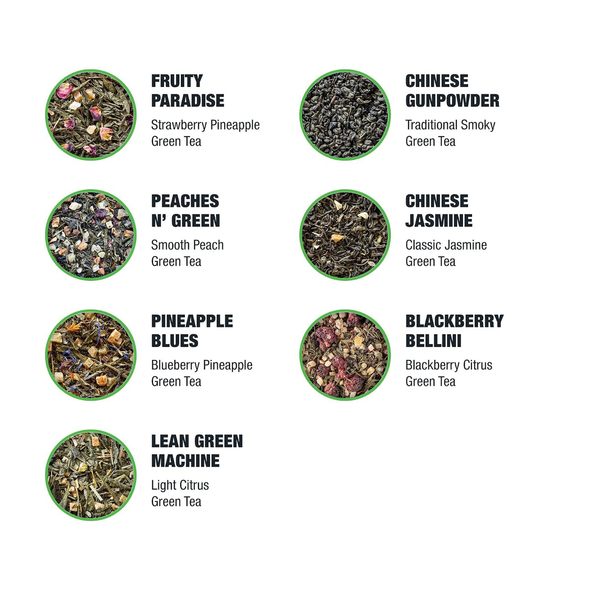 Tiesta Tea 7 Green Teas Dry Flight Sampler Loose Leaf 7 Pouches
