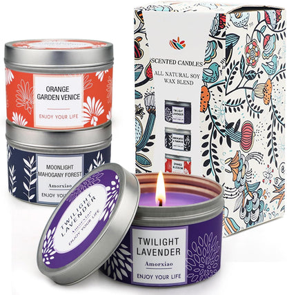 Candles, Scented Candles Gift Set for Women, 8 Pack Fruity Floral Soy Wax Aromatherapy Candles, Travel Tin Candles in Artist Gift Box, Birthday Gifts for Mom, Wife, Sister, Friend, Housewarming