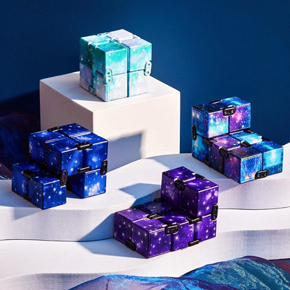 Skylety Cube Anxiety Relief Toy Hand Held Magic Sensory Stress Cube Toy for Adults Relieve Stress Christmas Party Favors(4 Pcs,Starry)