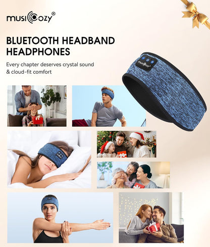 MUSICOZY Sleep Headphones Bluetooth 5.4 Headband, Wireless Earphones Music Sleep Earbuds Sleeping Eye Mask with HD Stereo Speakers for Workout Running Travel Yoga, Ideal Gifts for Men Women Mom Dad