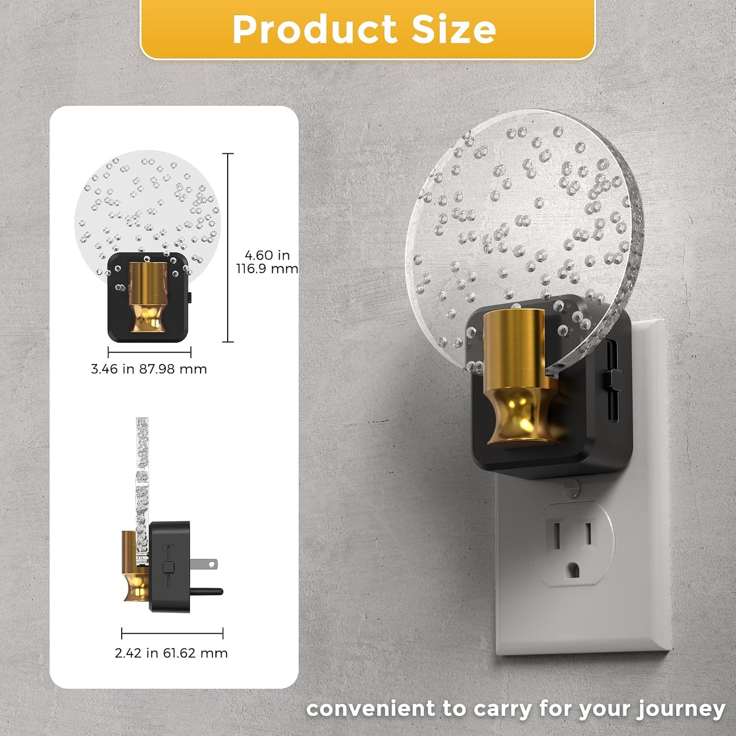 L LOHAS LED Night Lights Plug into wall, Amber Night Light with Adjustable Brightness, Plug in NightLight with Auto Light Sensor, Wall Sconce-Style Design Night Light for Bathroom,Hallway, 2 Pack