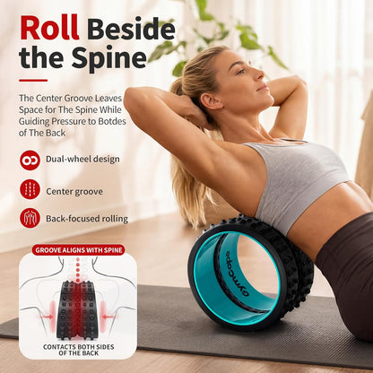 GymCope Back Roller for Back Pain Reliefn & Stretching, Deep Tissue Massage Roller Supports Up to 530 lbs / 240 kg, 5.5''-7.5'' Curved Foam Roller for Home Physical Stretching (Blue, Medium)