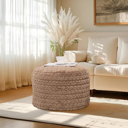 Round Pouf Ottoman 20 x 20 x 14 Inches Boho Poof Home Decor Floor Pouffe Ottoman Foot Rest for Couch Sofa Bean Bag Chairs Living Room Bedroom (Green)
