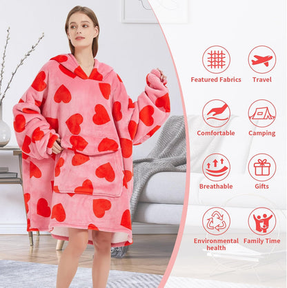 Fiosnow Sun and Moon Blanket Hoodies for Women and Men Adult Oversize Wearable Blanket Hoodies for Soft and Warm