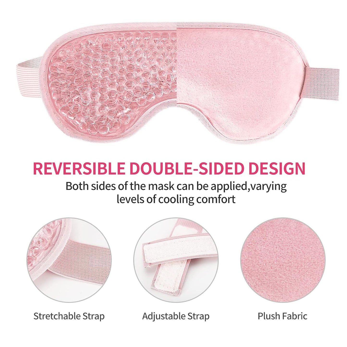 2PCS Gel Eye Mask Reusable Cold Therapy Gel Bead Eye Mask for Puffiness/Dark Circles/Eye Bags/Dry Eyes/Headaches/Migraines/Stress Relief (Blue)