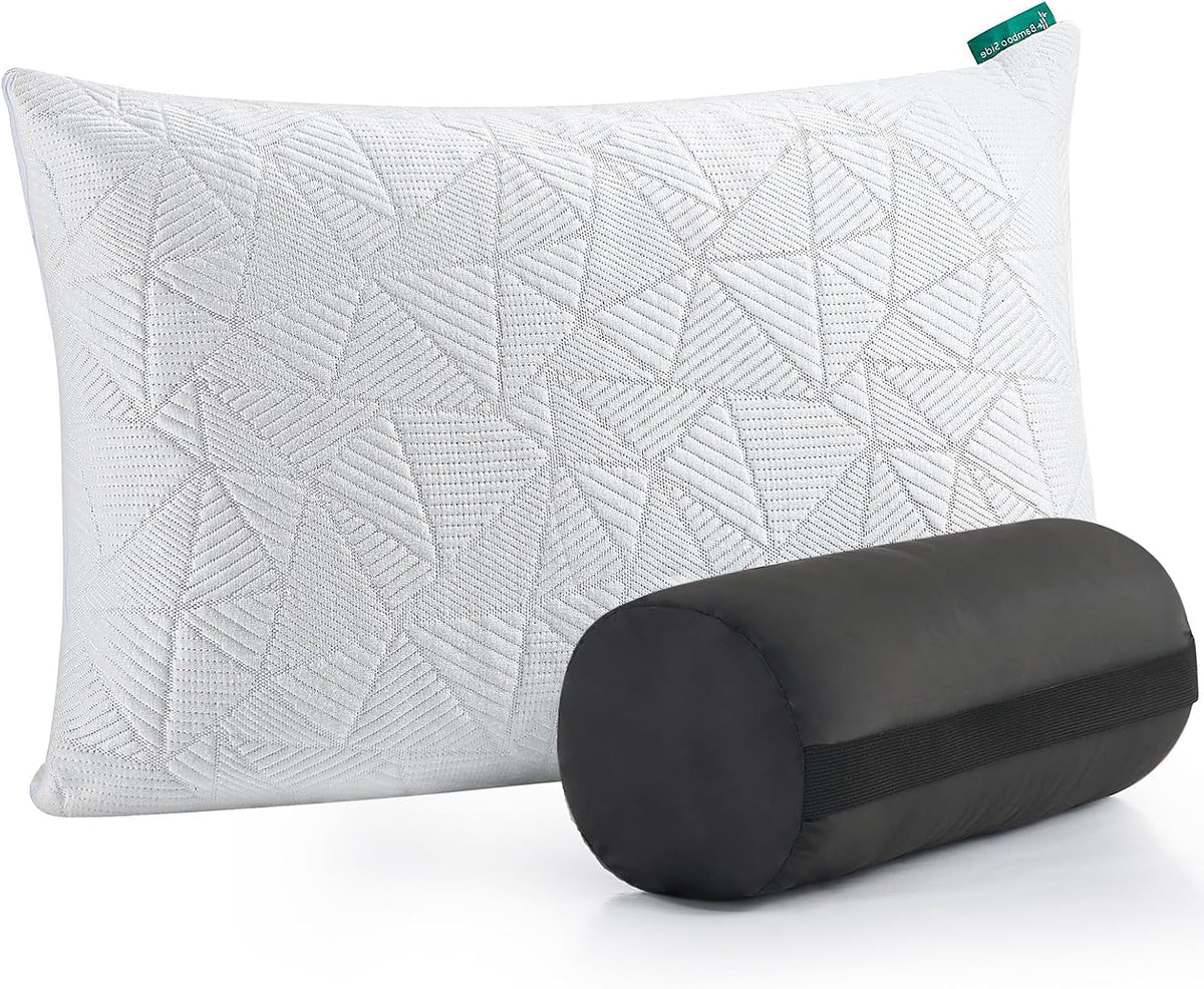 BETU Cooling Pillow Queen Size, Shredded Memory Foam Cool Pillow for Hot Sleepers, Adjustable Firm Soft Support Bed Pillows Perfect for Back Neck Pain and Side Sleeping with Pillow Case Cover, White