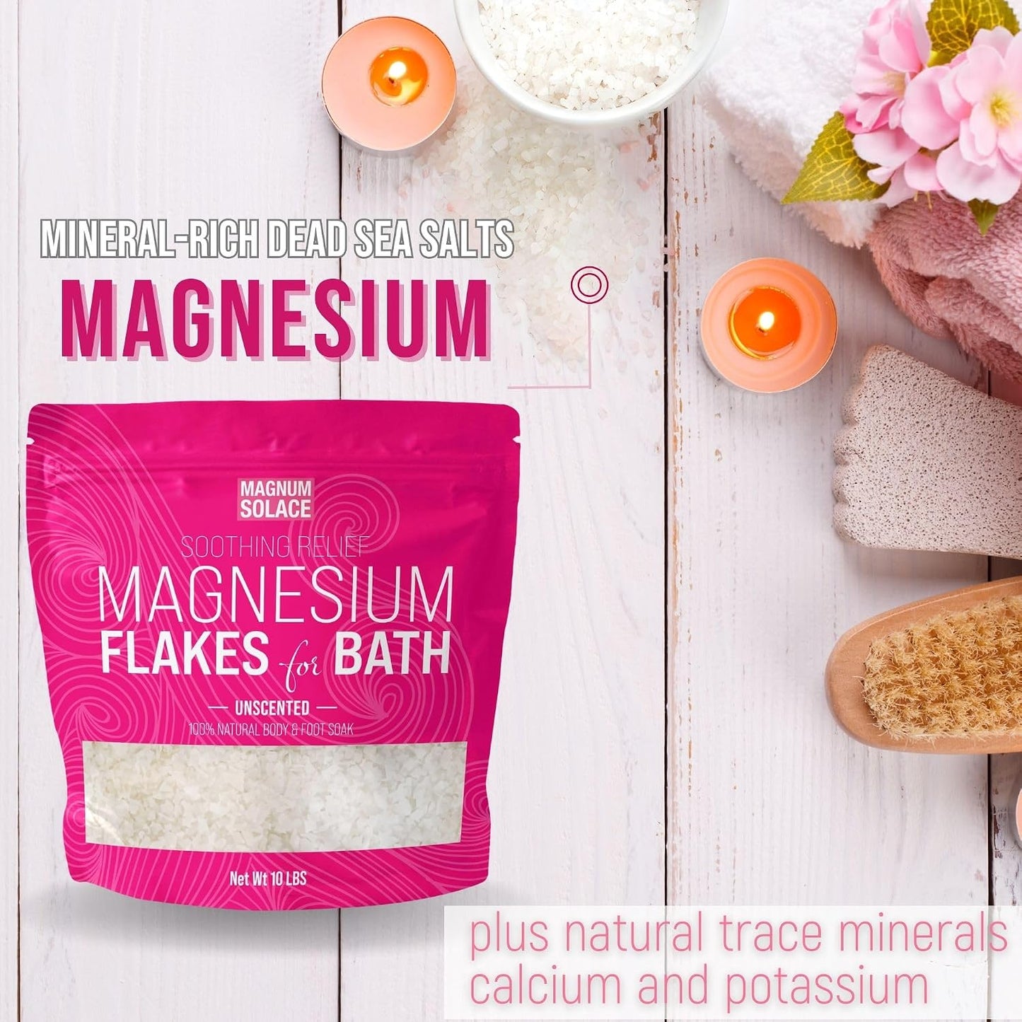 Magnesium Flakes for Bath - Magnesium Chloride Flakes Organic Pure - Unscented, 12 LBS