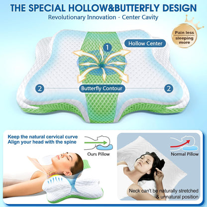 CHxxy Cervical Neck Pillow for Pain Relief Sleeping, Memory Foam Pillows