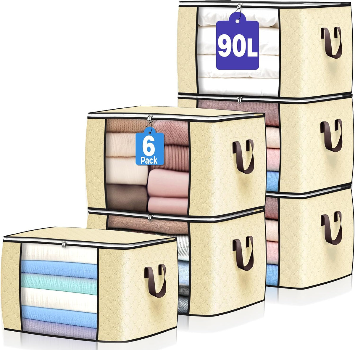 90L Large Storage Bags, Clothes Storage Bins Closet Organizers